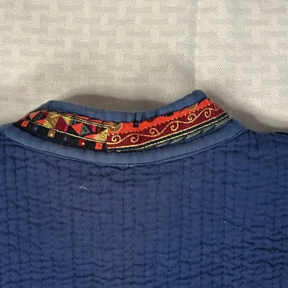 Upcycled Vintage Hippie/Boho Asian Inspired Reversible Quilted Vest Cotton M - Picture 7 of 9